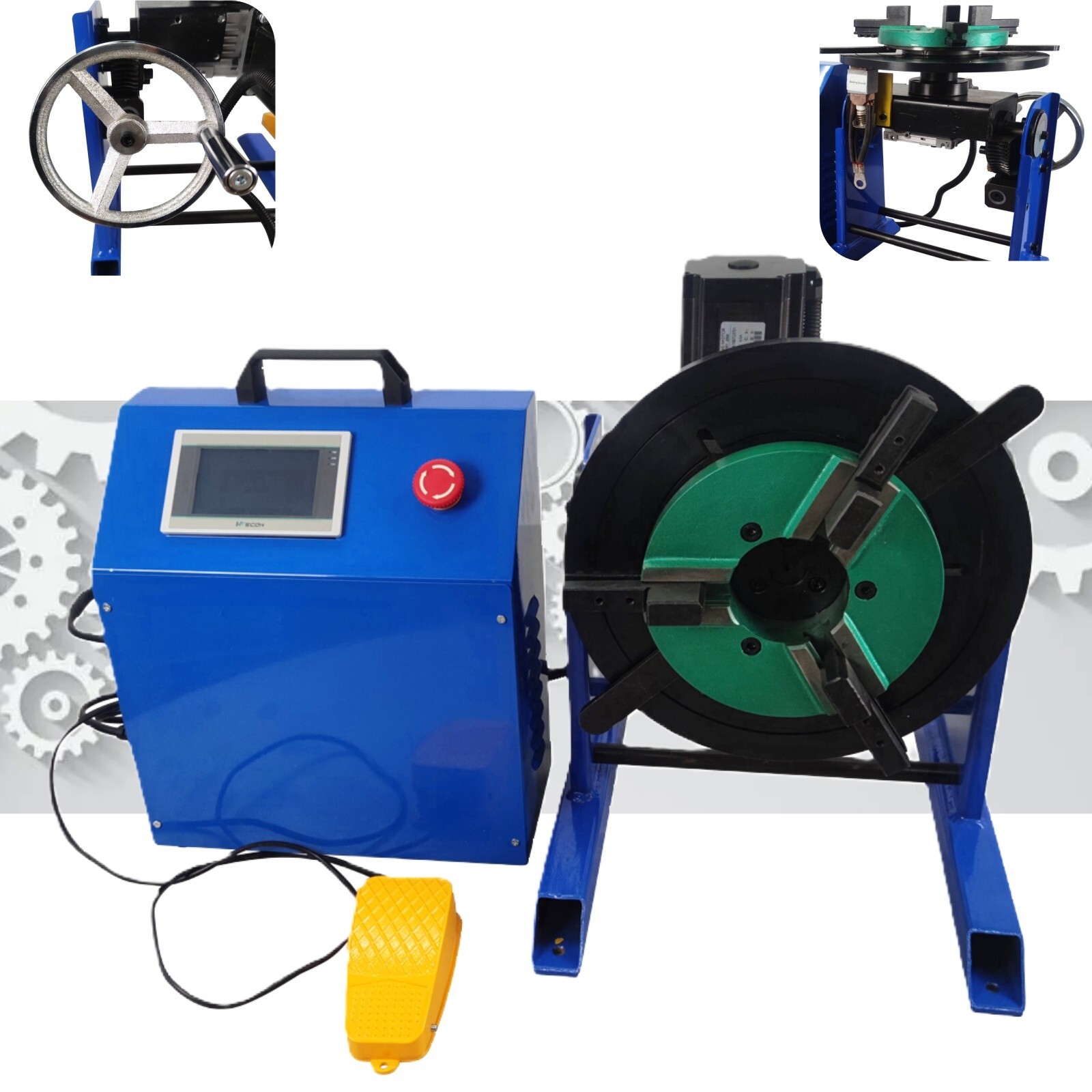 110V PLC Controller 50KG Class Welding Positioner Turntable with 200MM Chuck