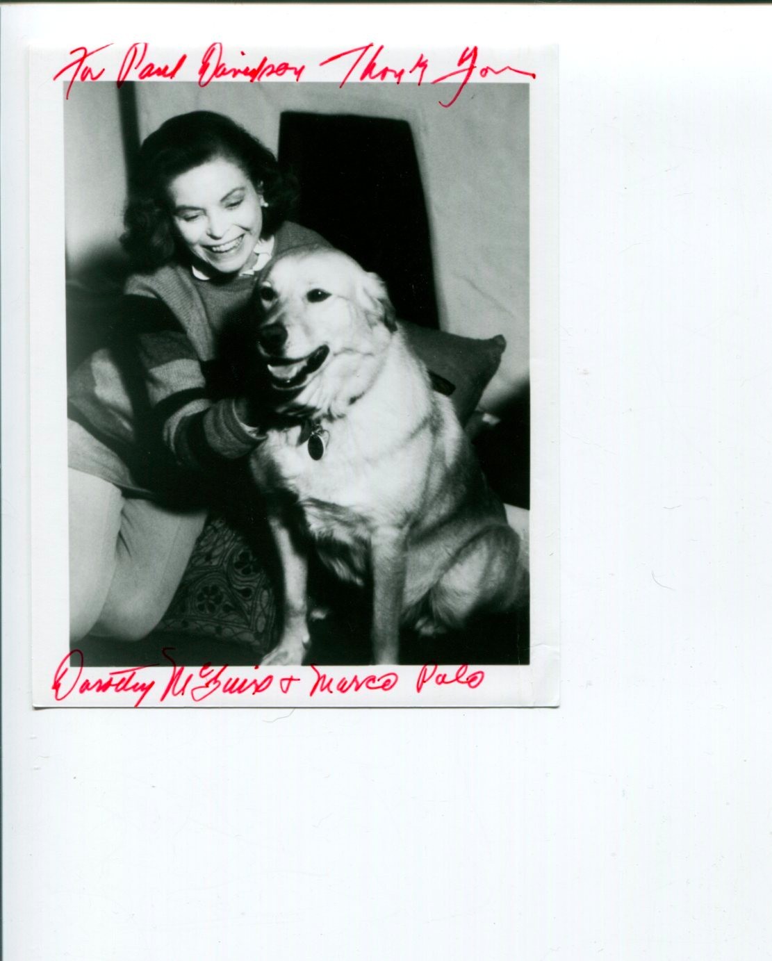 Dorothy McGuire Old Yeller Swiss Family Oscar Nominee Signed Autograph Photo