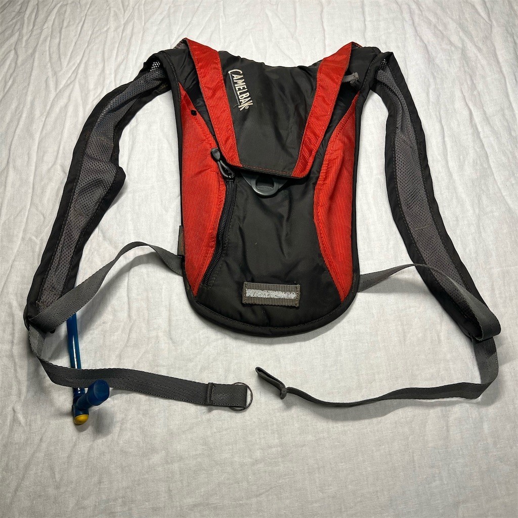 CamelBak Hydration Backpack Red/Black/Gray w/ Reservoir & Drinking Tube