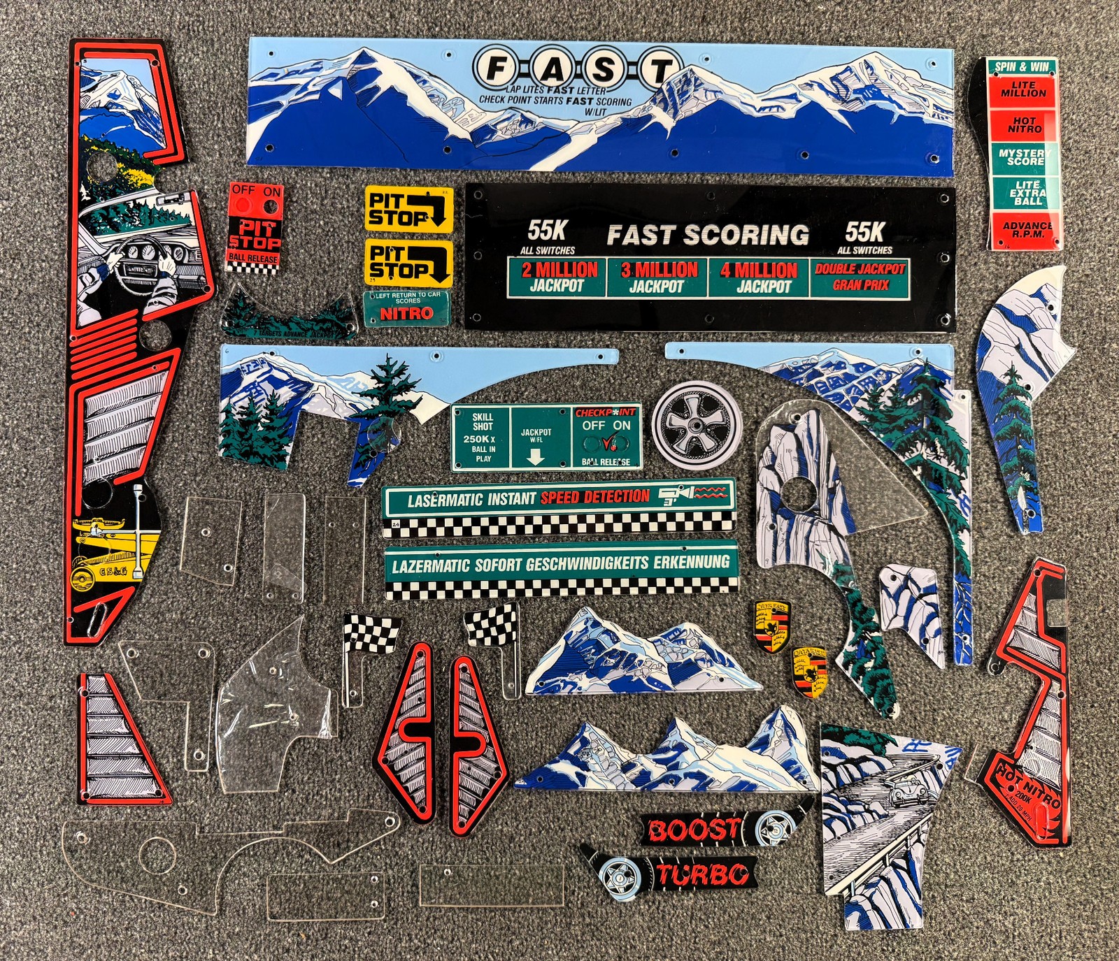 Data East Checkpoint Pinball Machine Playfield Plastic Set NOS RARE ORIGINAL