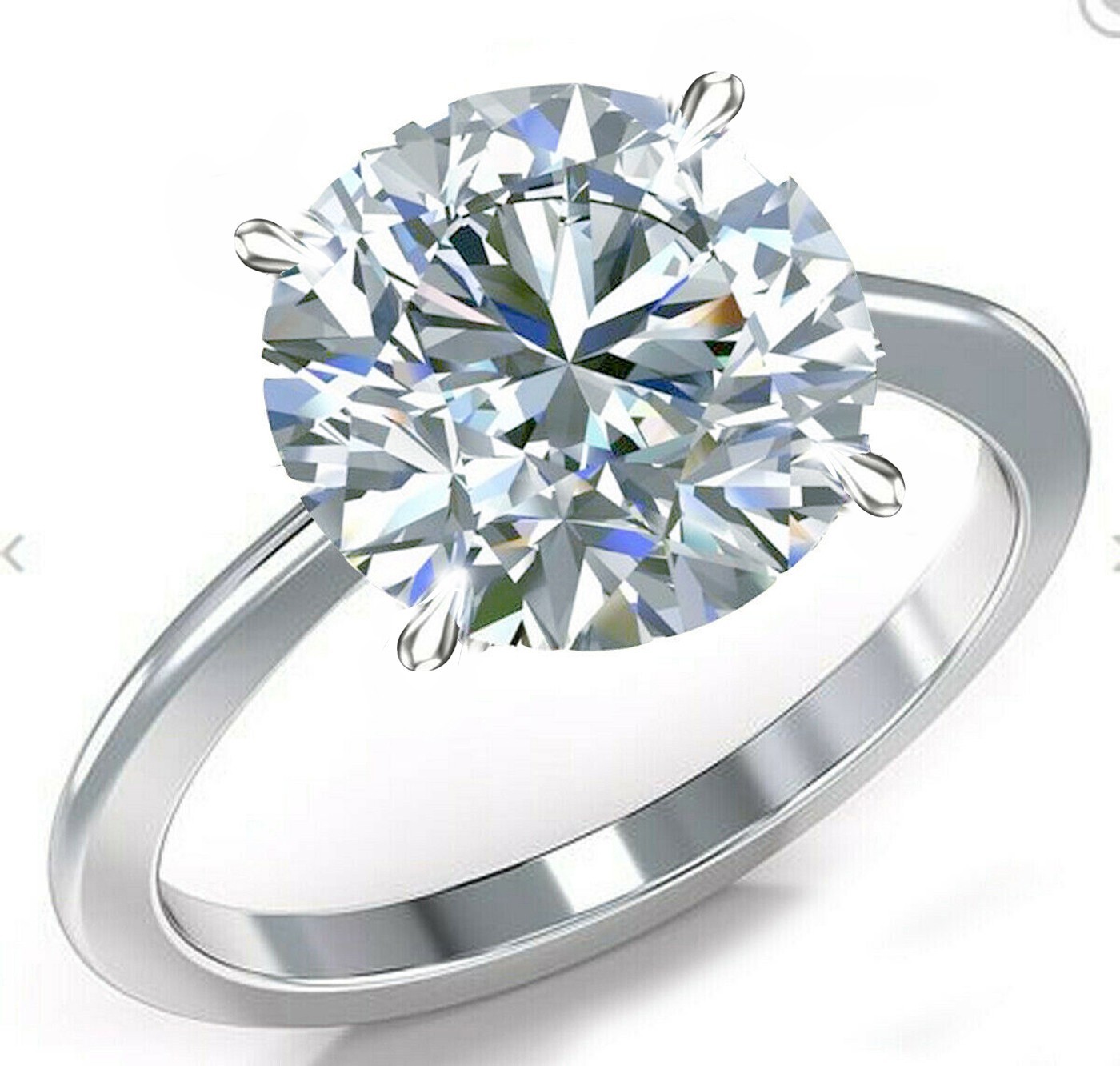 10.51 Ct Vvs1:Ice White Round Moissanite Engagement Ring Sterling Silver Size 7