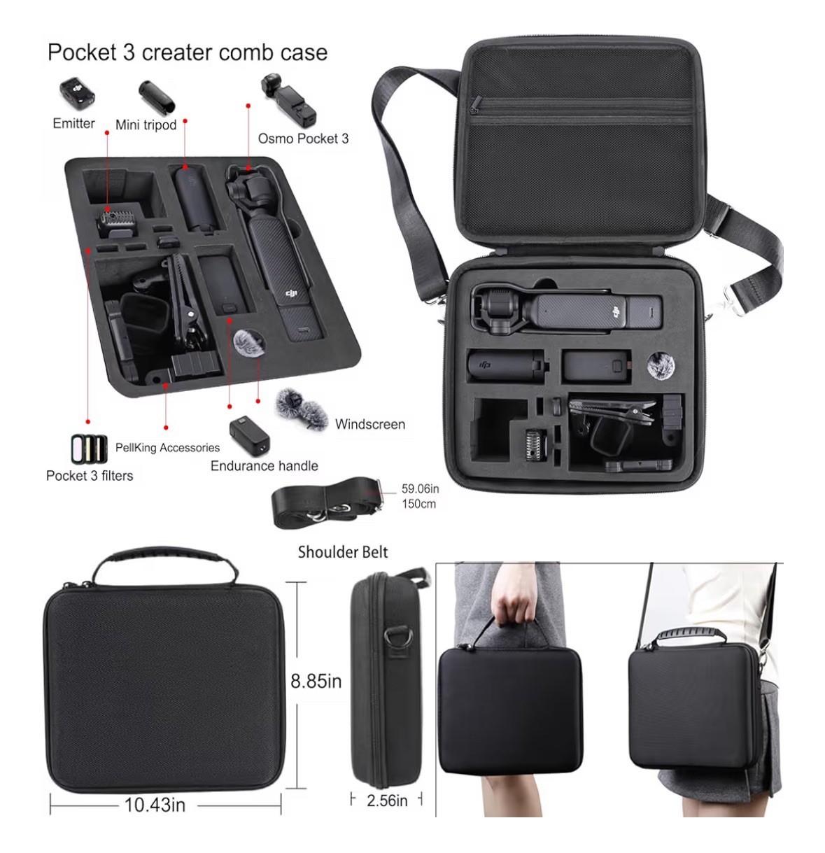 PellKing Accessories Kit for Osmo Pocket 3, Including Carrying Case