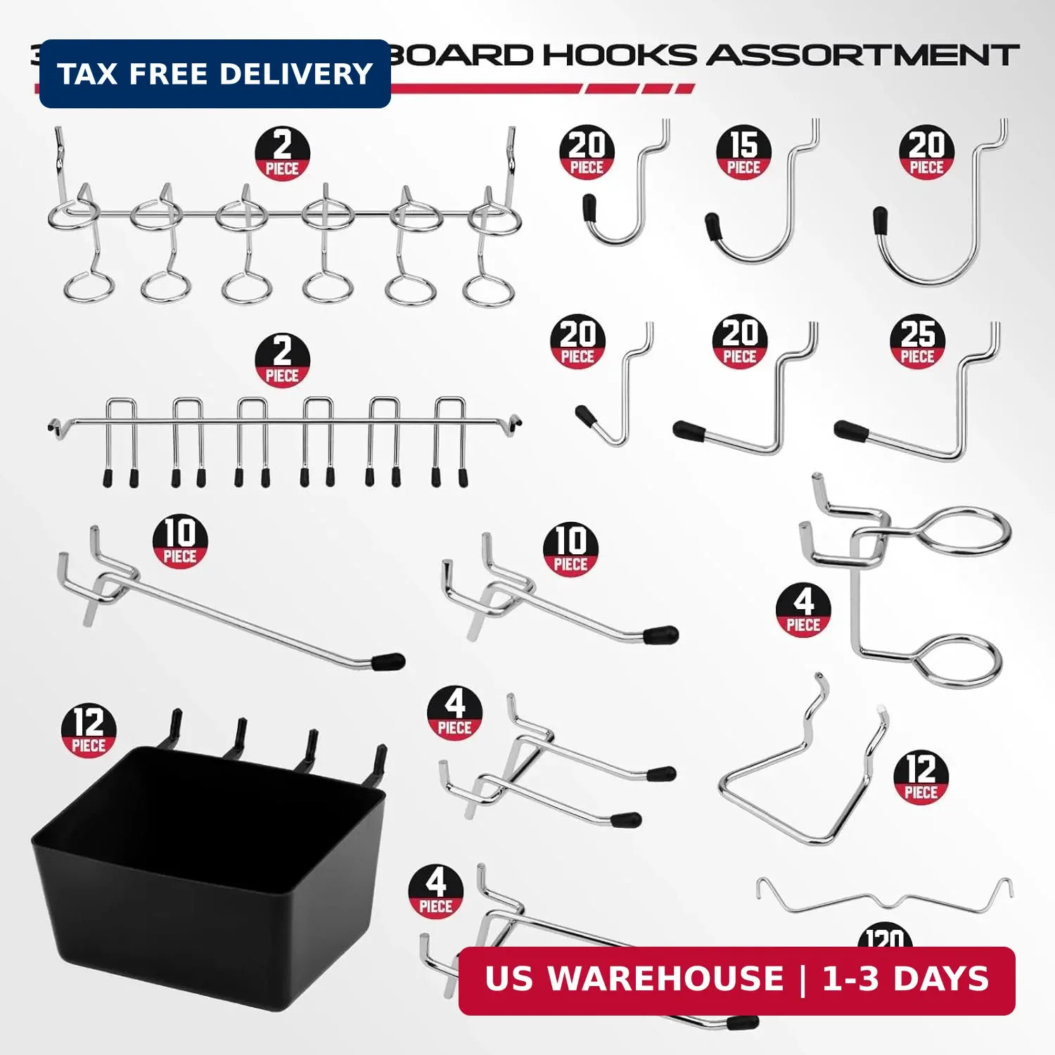 300-Piece Pegboard Hook Set, Pegboard Organizer Accessories for Hanging, Durable