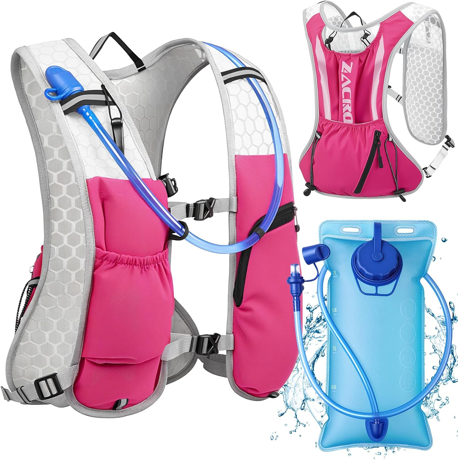 Running Hydration Vest Backpack 2L Water Bladder Hiking Cycling Pack