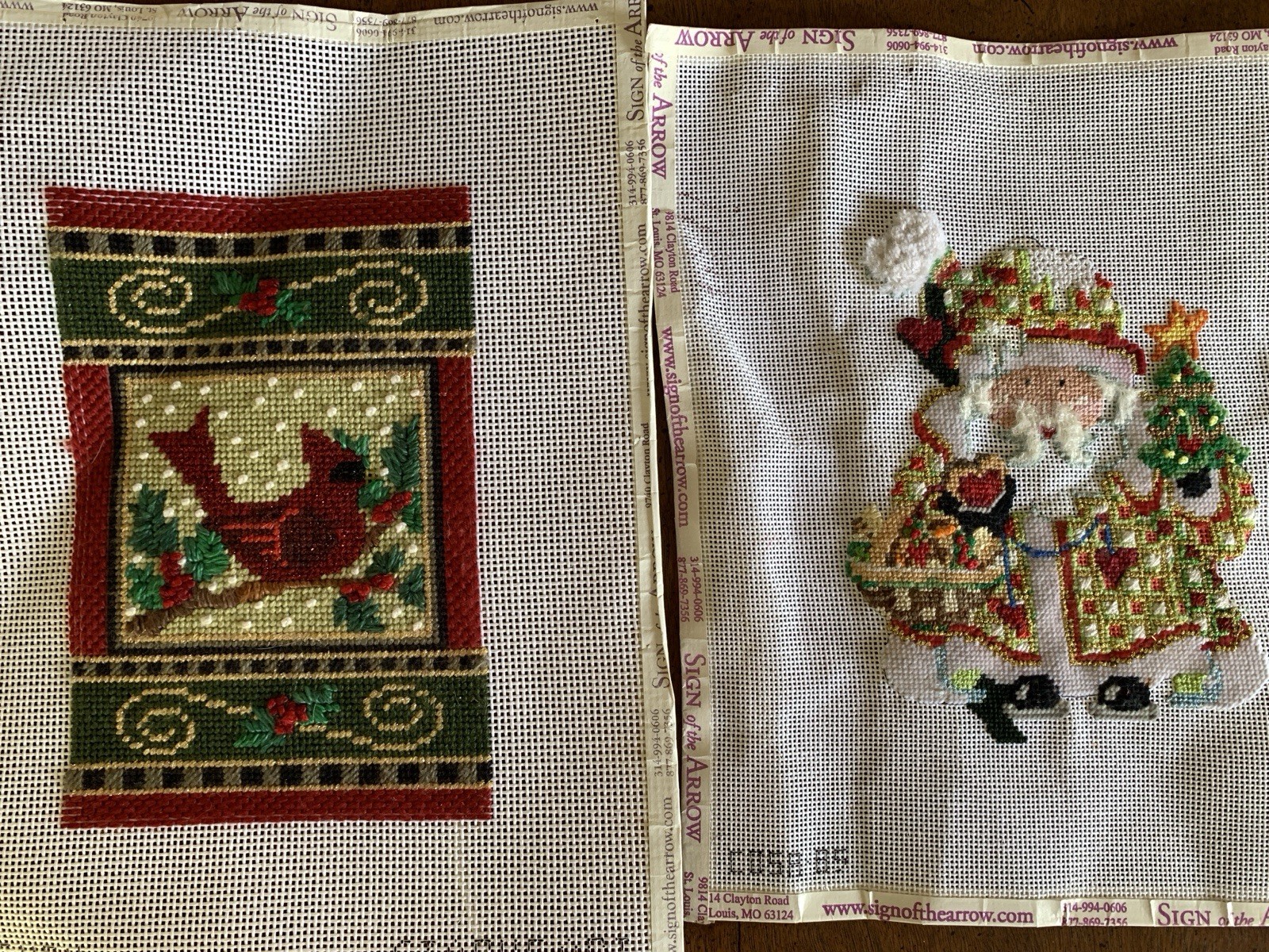 2 Christmas Needlepoint Canvas Projects Need Finishing Touches