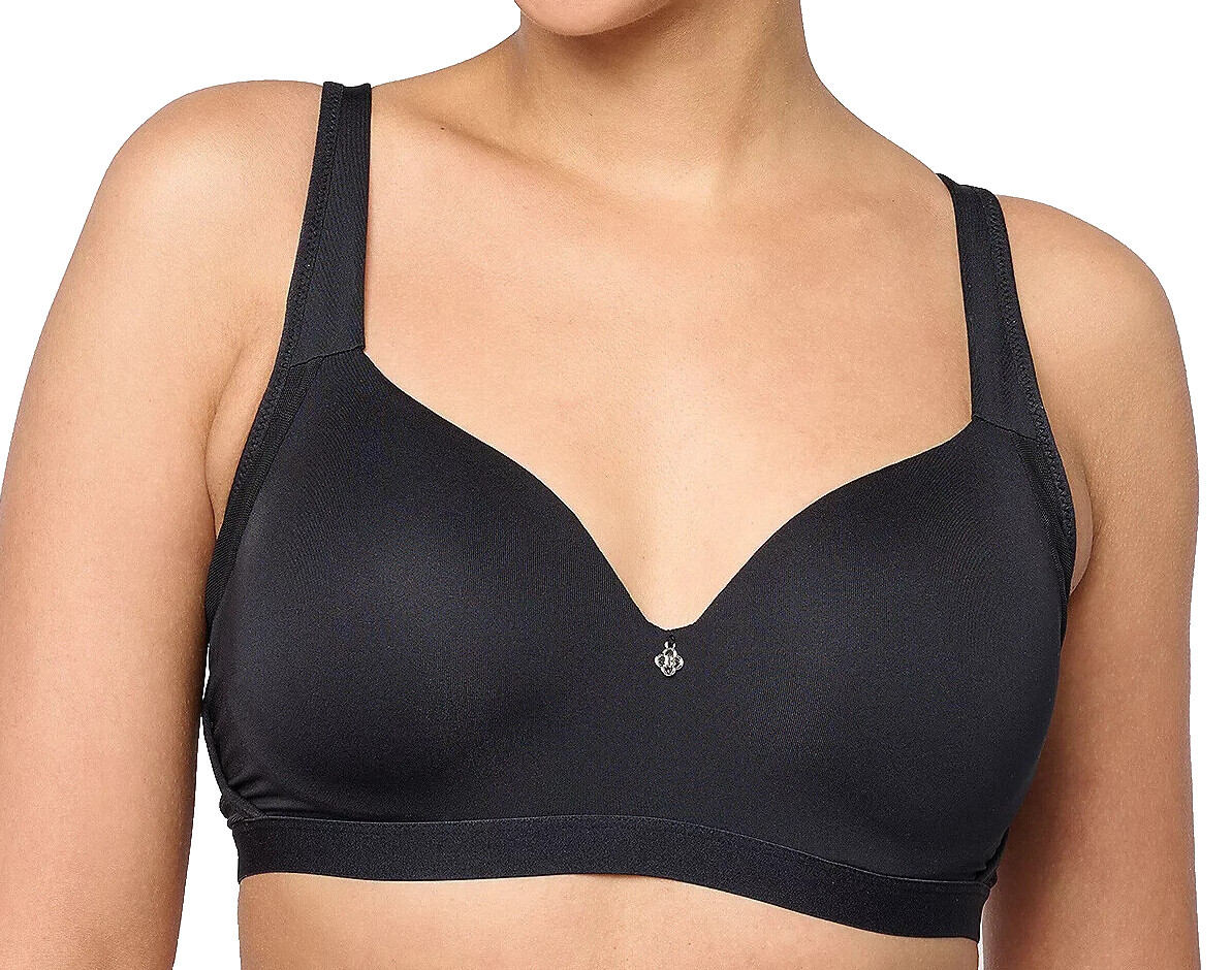 Breezies~Natural Embrace Wirefree T-Shirt Bra~38D~Black~A286966~Foam Cup 6538