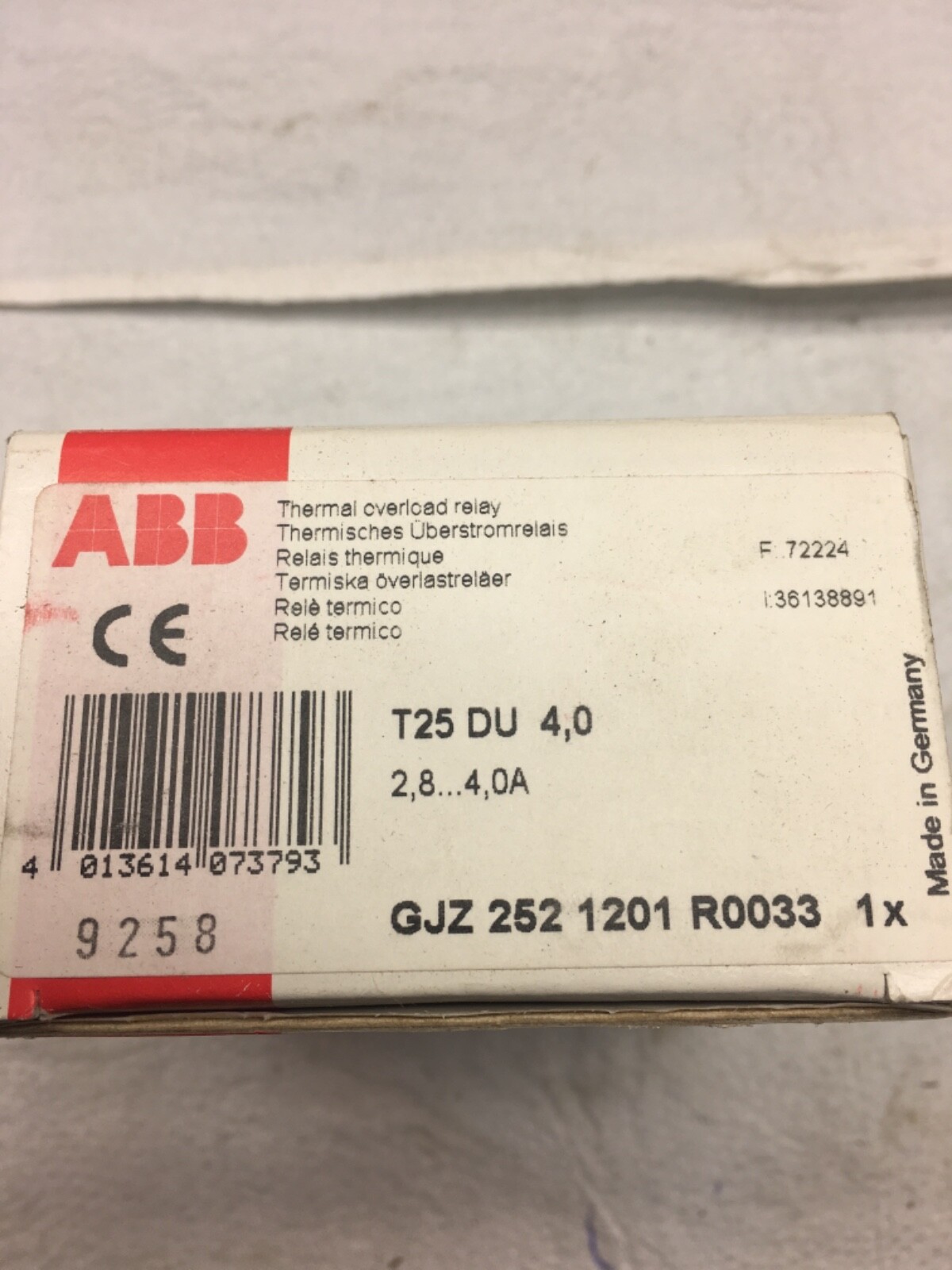 ABB T25DU4,0 thermal overload (bin8)