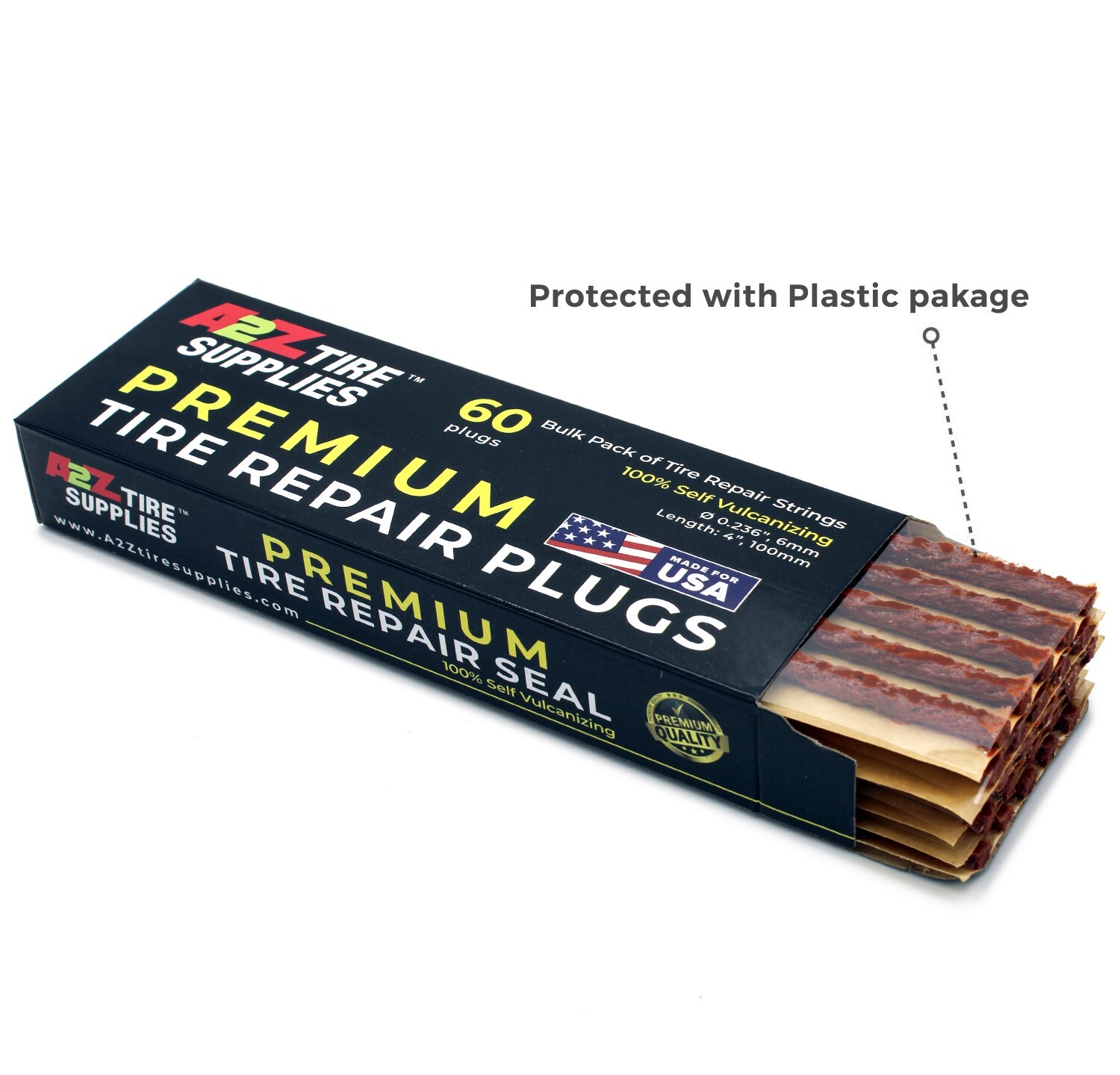 A2Z 120 Pieces Brown 4" Tire Plug Insert String Tubeless Flat Tire Repair Seal