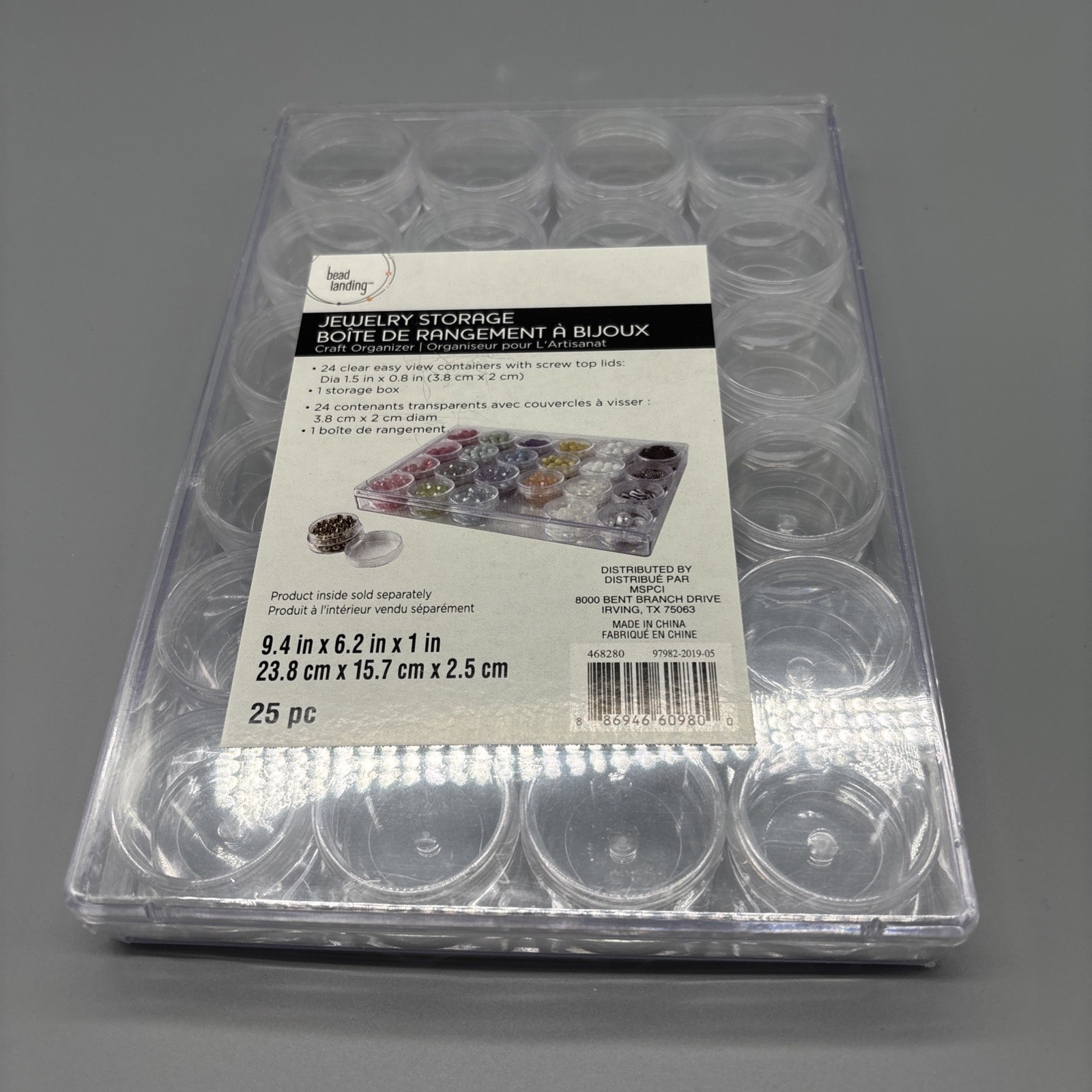 Bead Landing 25 Pc (24 Containers) Jewelery Storage Organizer Crafts Screw Lids