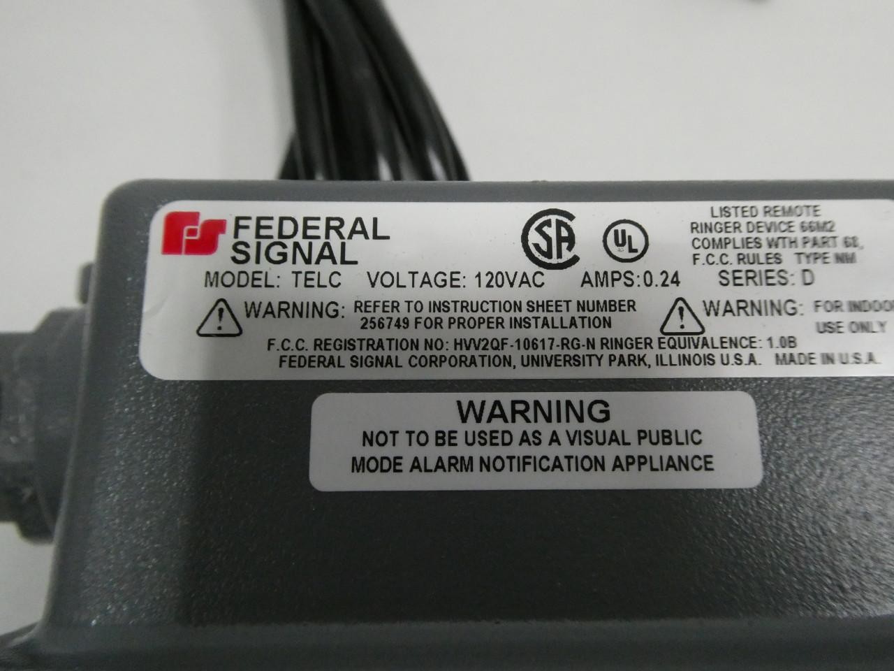 Federal Signal TELC Extension Ringer Device 120v-ac