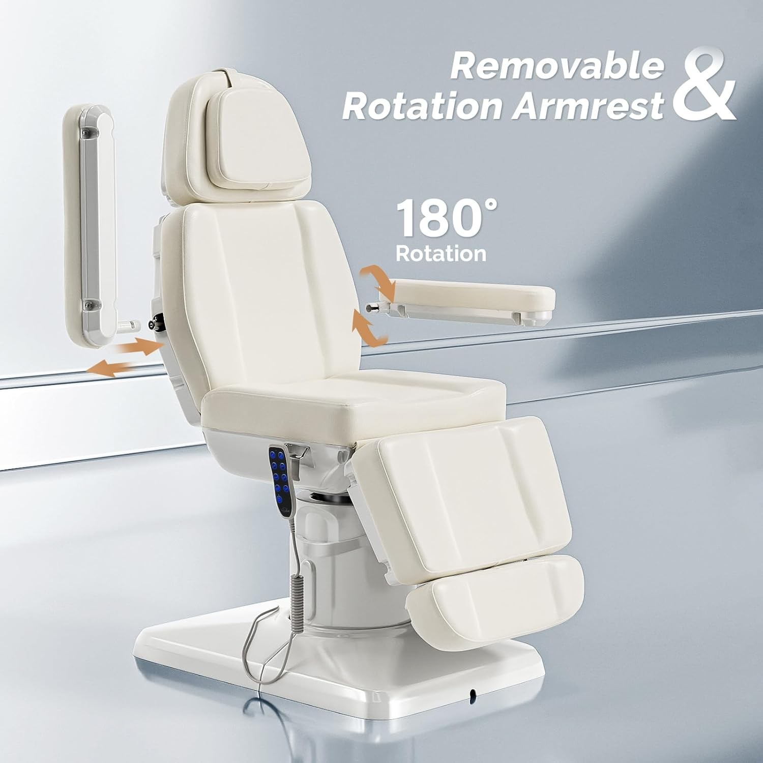 Electric Rotation Massage Bed, 120° Swivel Spa Facial Aesthetic Treatment Chair