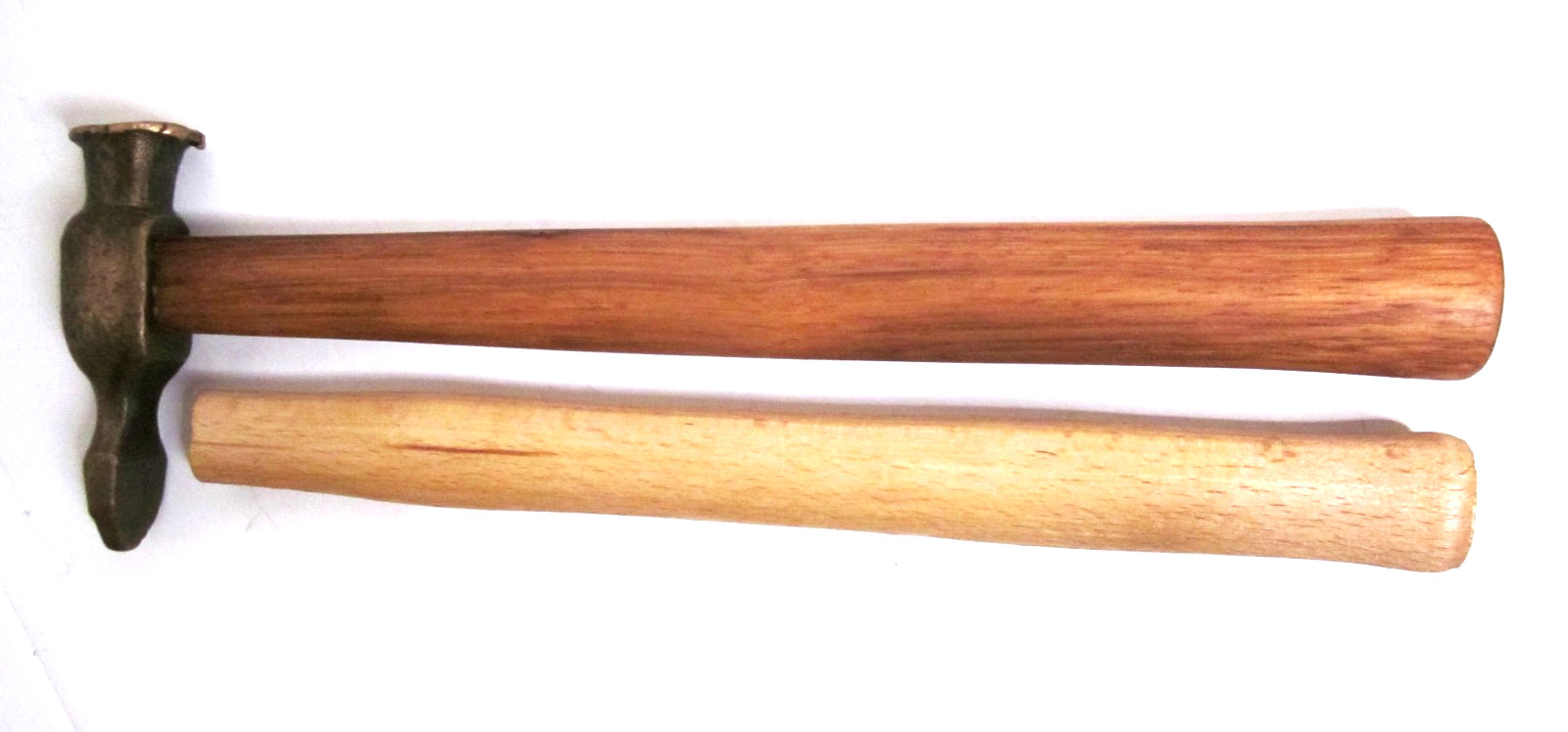 Vtg Cole Tool Co. Cross Peen Hammer Brass/Bronze 12" Wood Handle w/ Extra Handle