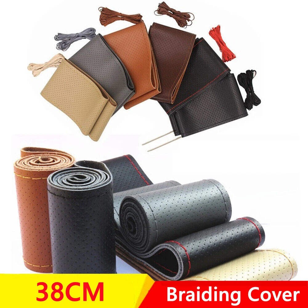 Steering Wheel Cover DIY Leather Braiding Universal Lace Up