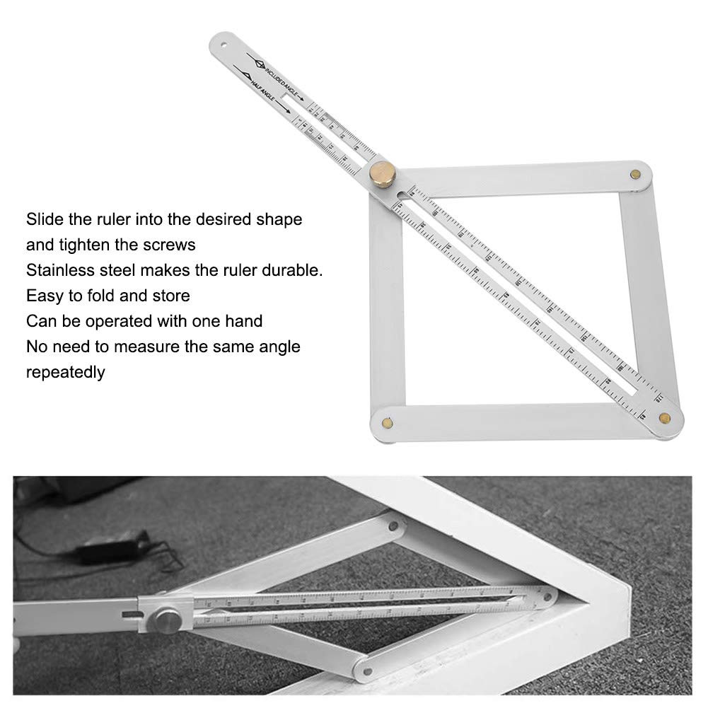 Corner Angle Finder, 4?Fold Multifunctional Angle Measuring Ruler, 0-170° Goniom