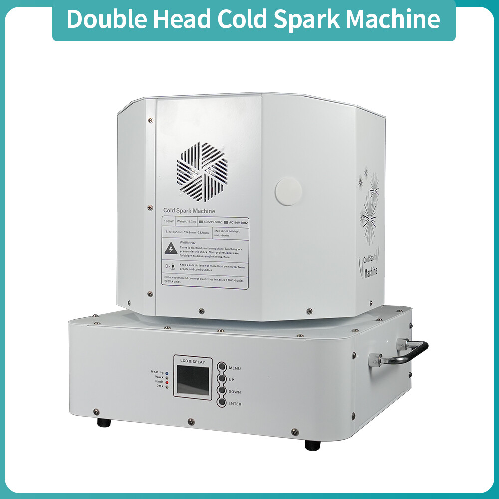 1300W Spin Cold Spark Machine Double Head Firework Fountain DMX Sparkler Machine