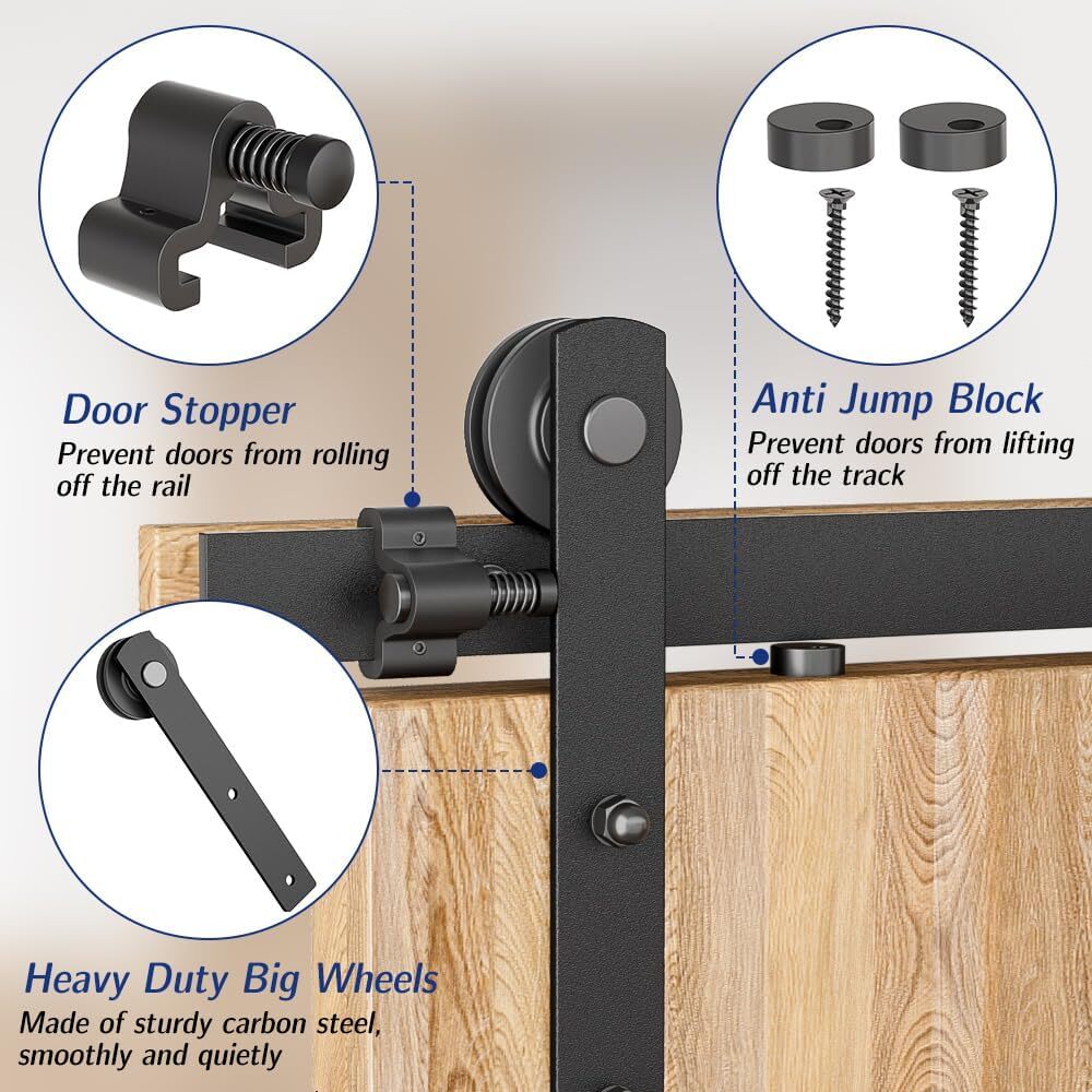 4FT-20FT Modern Sliding Barn Door Hardware Track Kit Single/Double Door,Smoothly