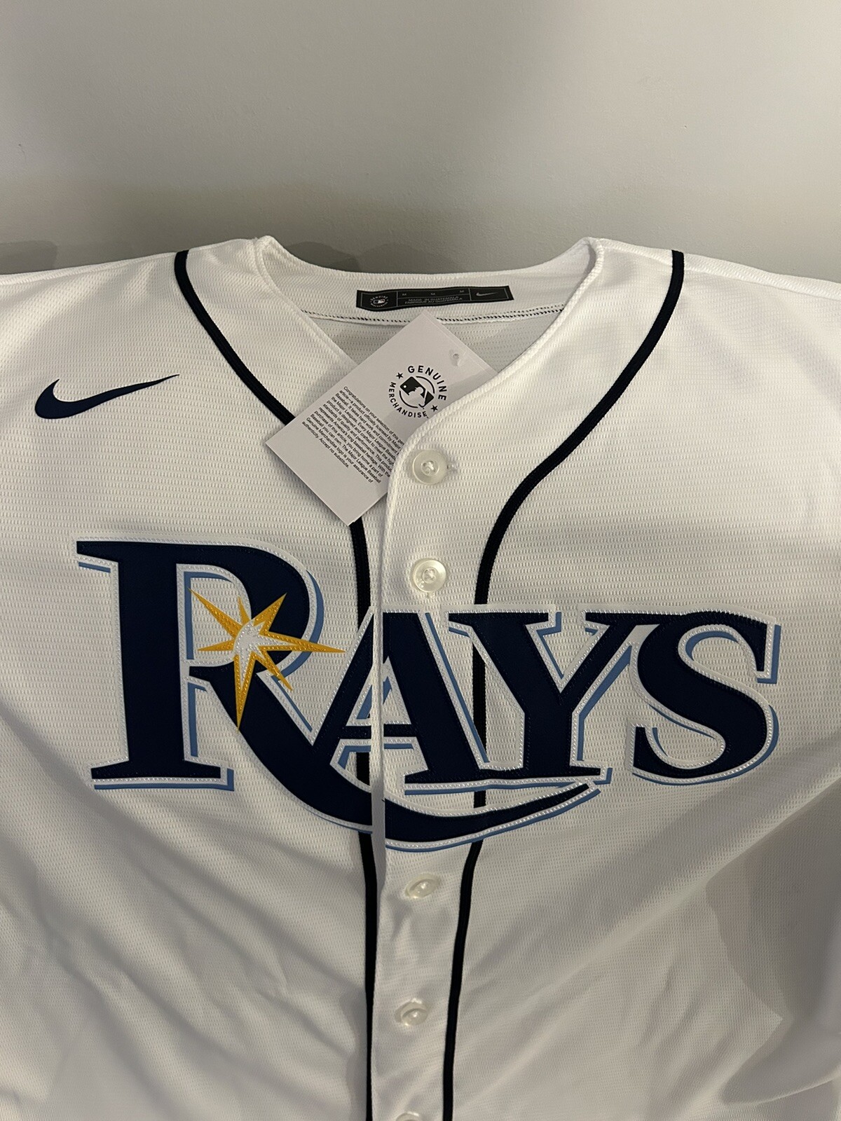Nike Authentic Tampa Bay Rays MLB Baseball White Home Jersey Men's Sz: Medium