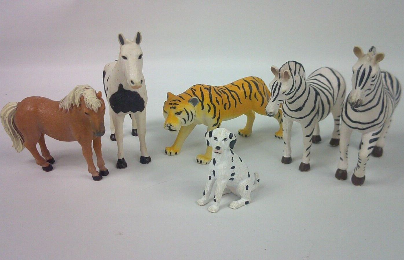 Terra By Battat Wild Animals Lot of 7 Plastic Zebra Tiger Horse Dog