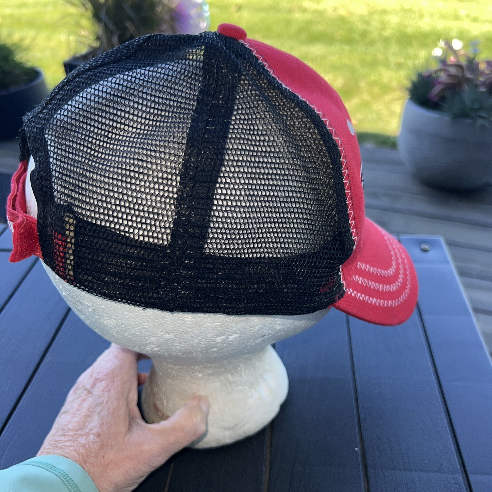Snap on Tools Rock & Roll Cab Express Red Black Trucker Hat Cap Unique Topstitch