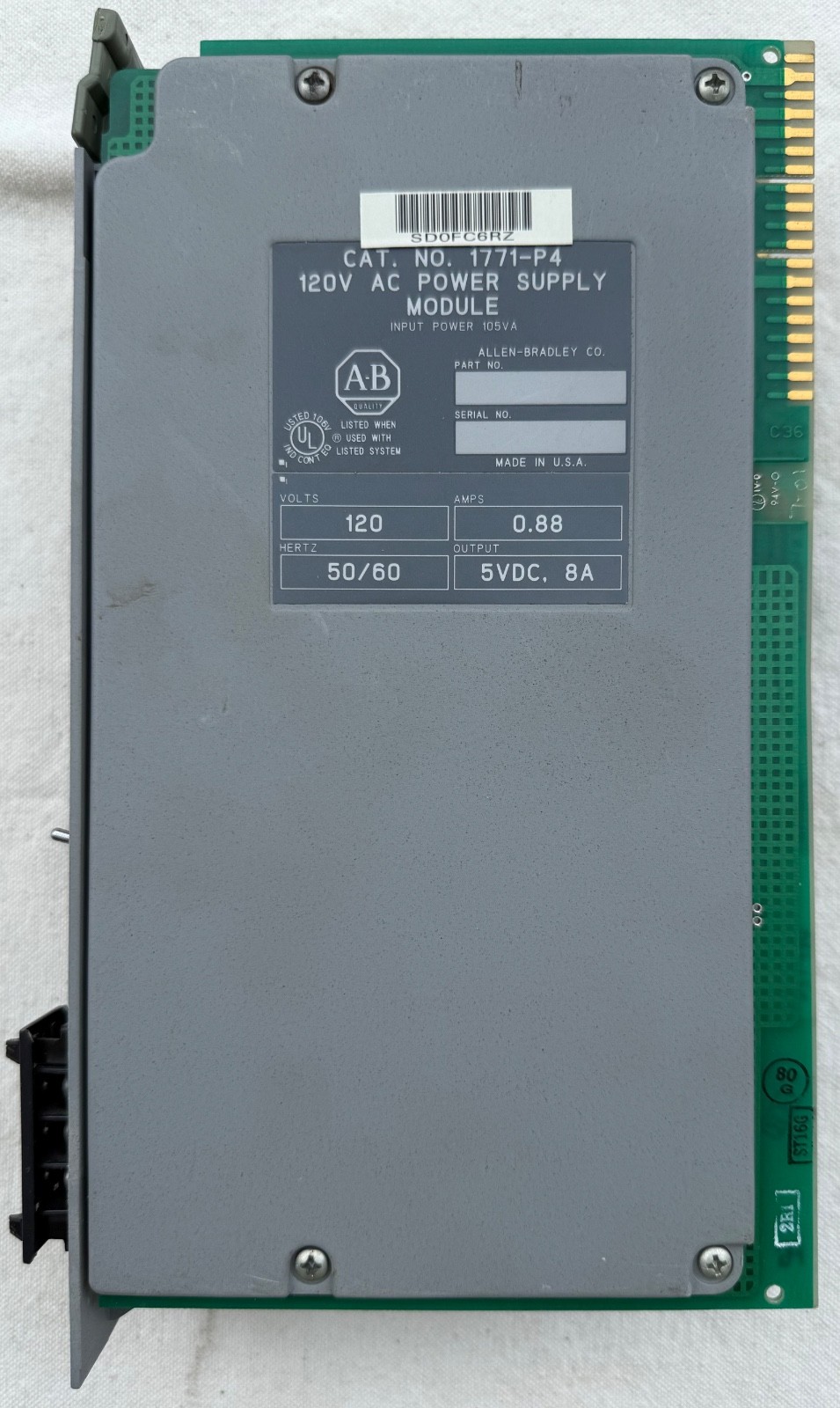 ALLEN-BRADLEY 1771-P4 120V AC POWER SUPPLY MODULE. Used