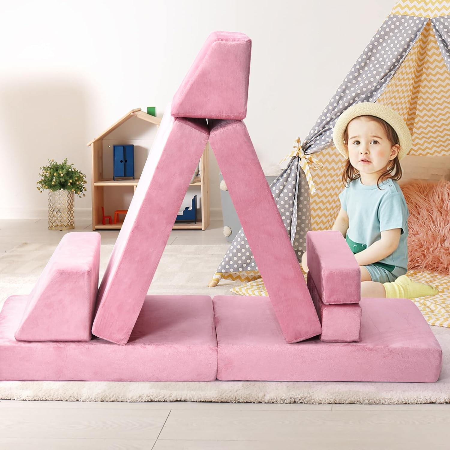 10Pcs Kids Play Couch,Toddler Sofa,Modular Kids Couch Playing Creativing