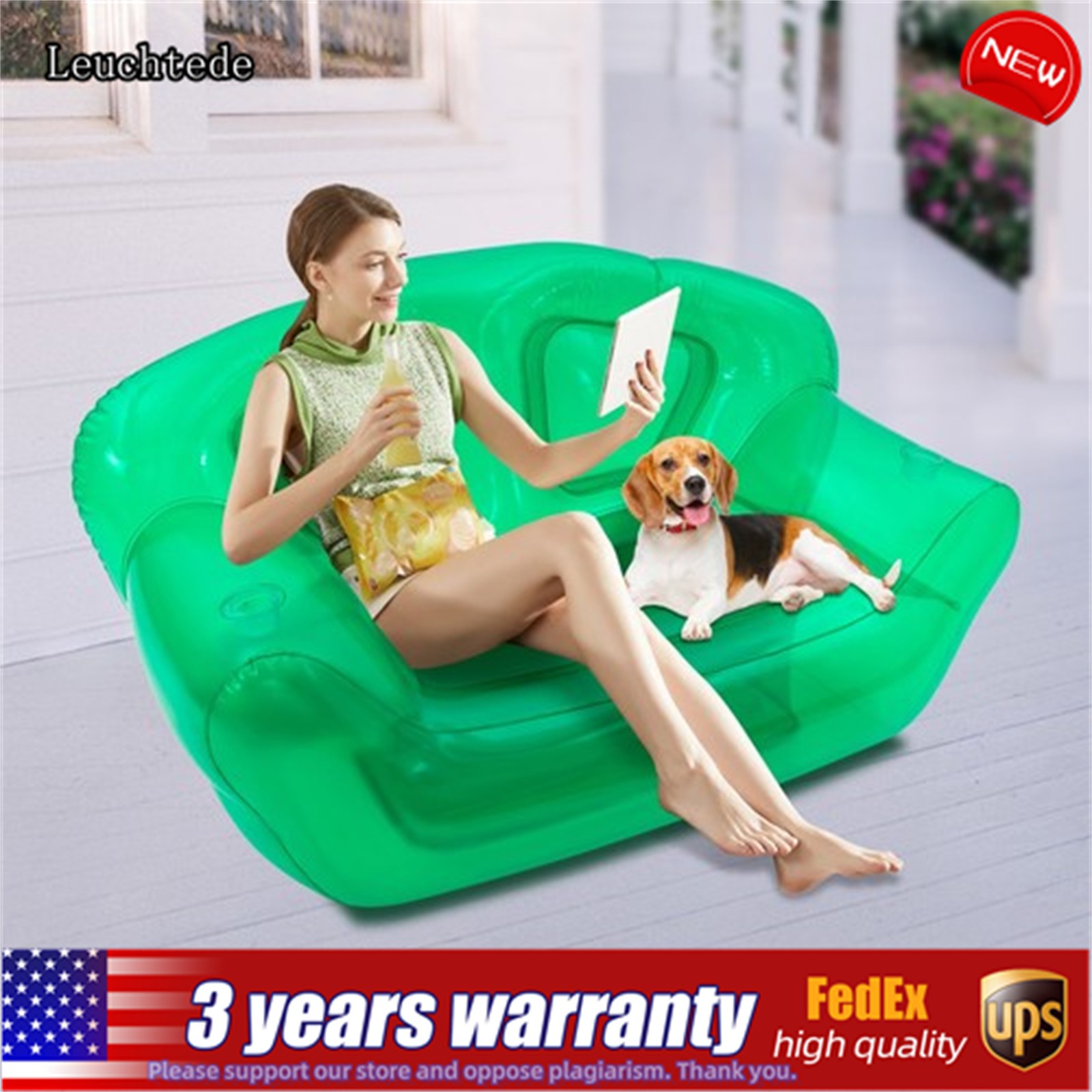 Portable Inflatable Sofa Double Person Couch Patio Yard Camping Inflatable Sofa