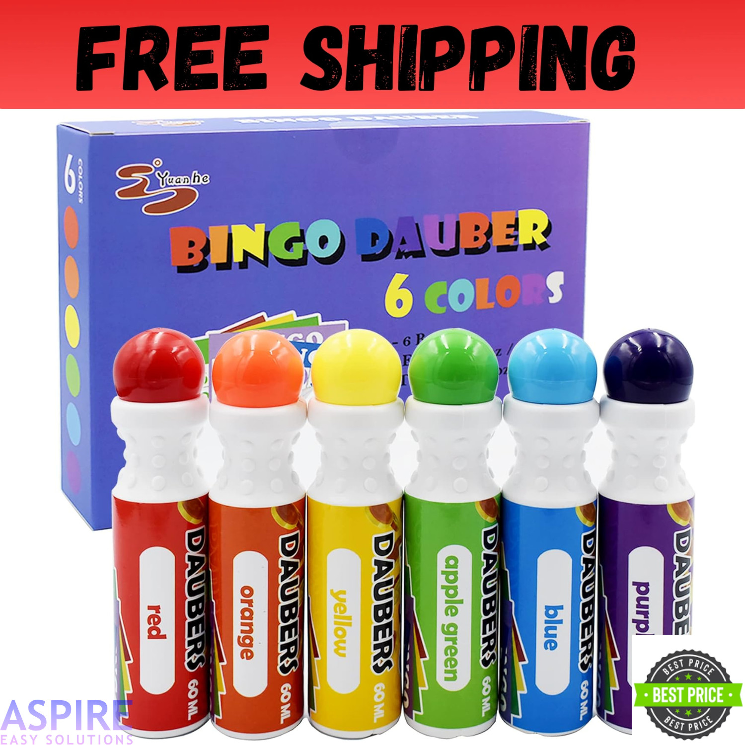 Yuanhe Bingo Daubers Dot Markers Mixed Colors Set of 6 Pack