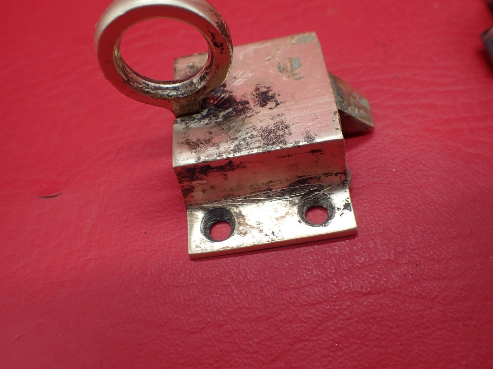2 Antique Cabinet Cupboard Loop Slide Latch Latches Steel Brass Plate Hardware