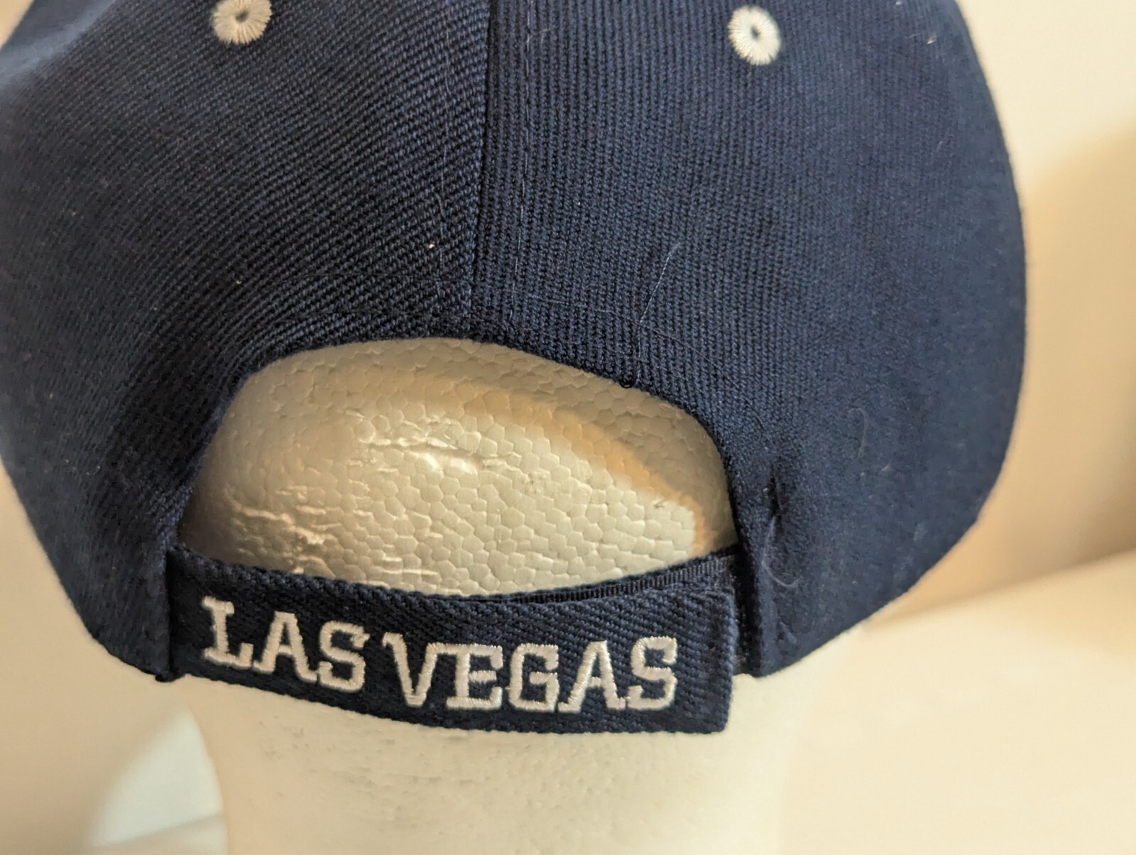 Las Vegas Navy Blue Embroidered Baseball Hat Cap Hook & Loop VG+ Canvas Vented +