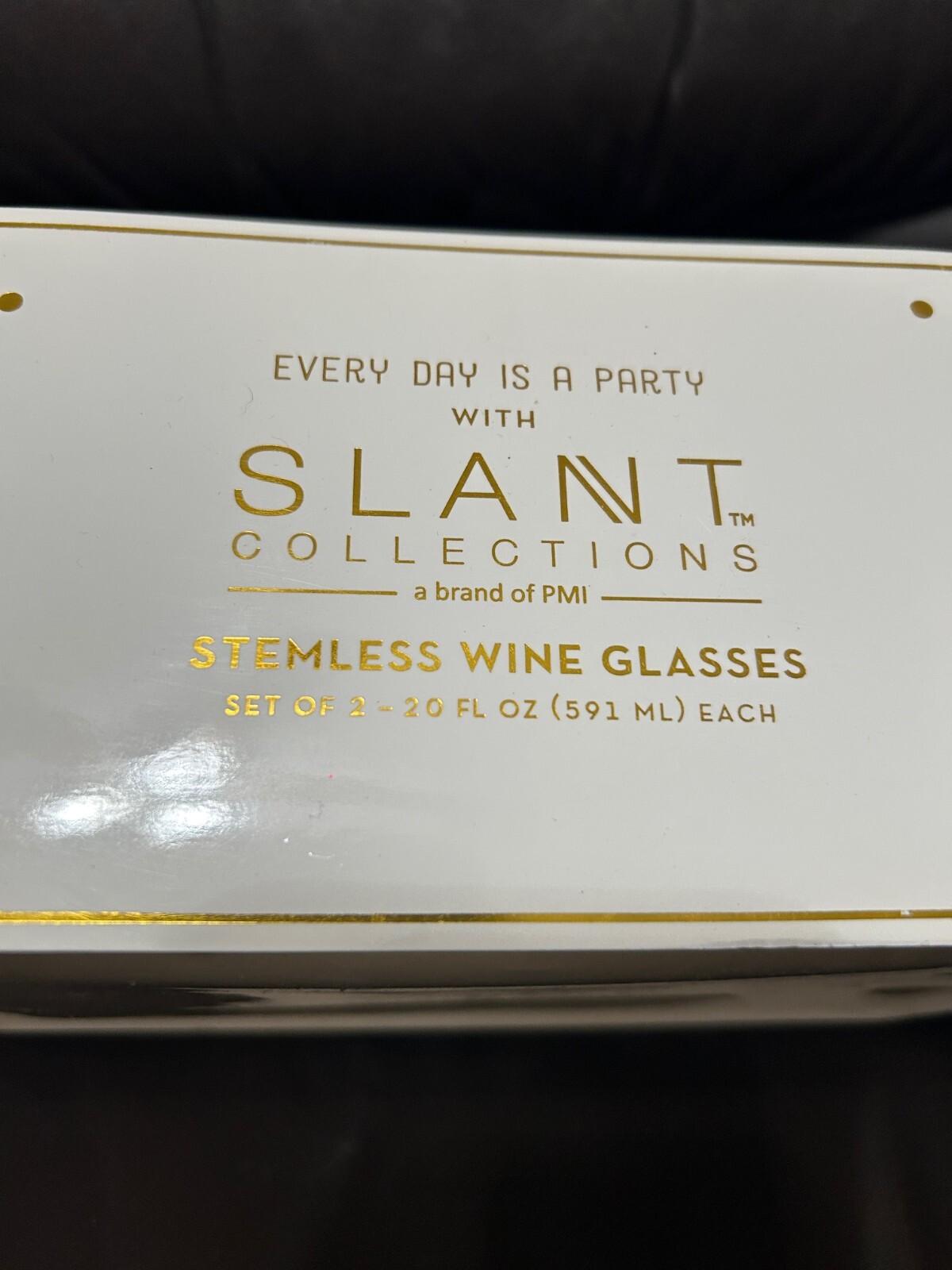 Slant Collections I Do/ What She Says Stemless Wine Glasses Set Brand New