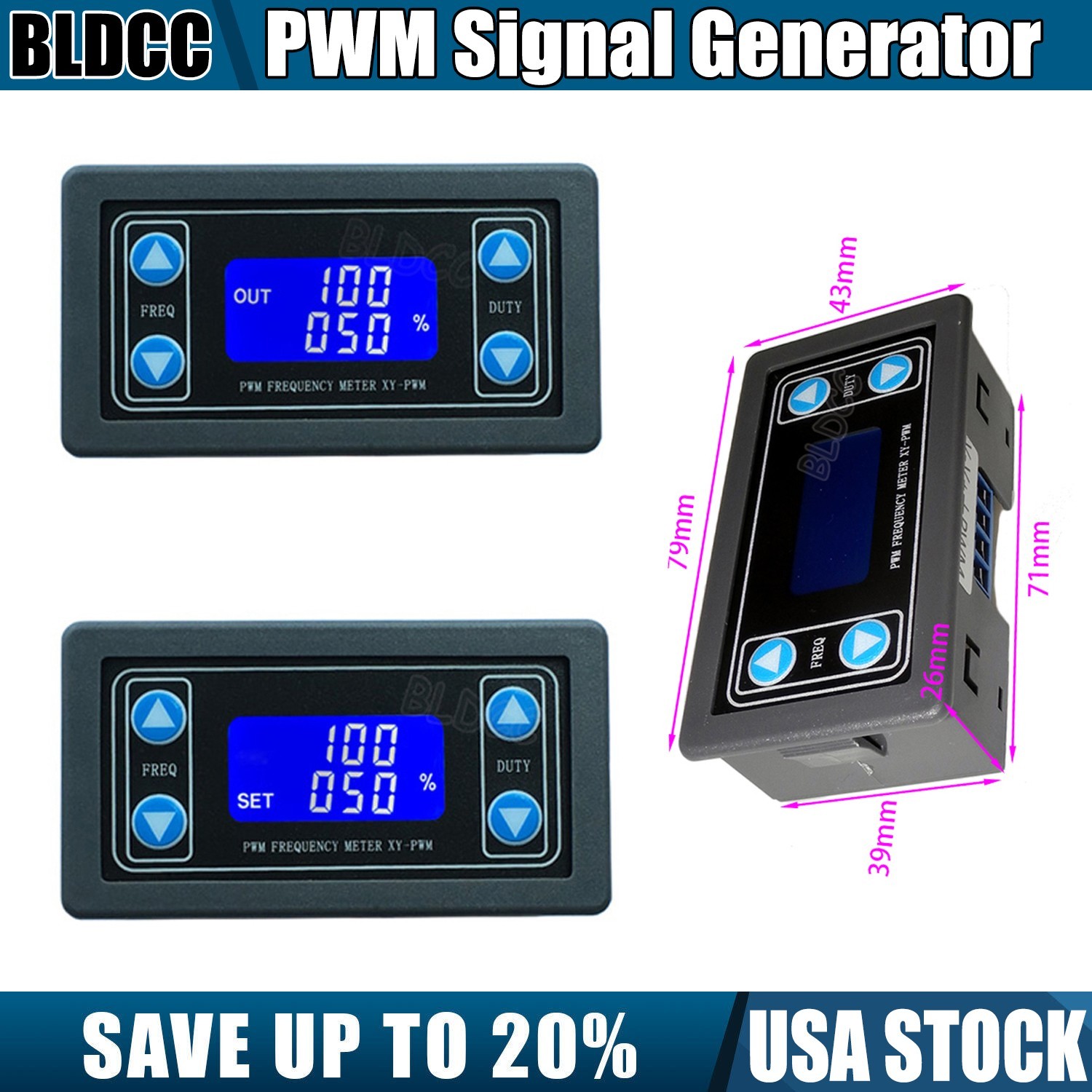 XY-PWM 3.3V-30V 1Hz~150KHz LCD PWM Signal Generator Adjustable Module Duty Cycle