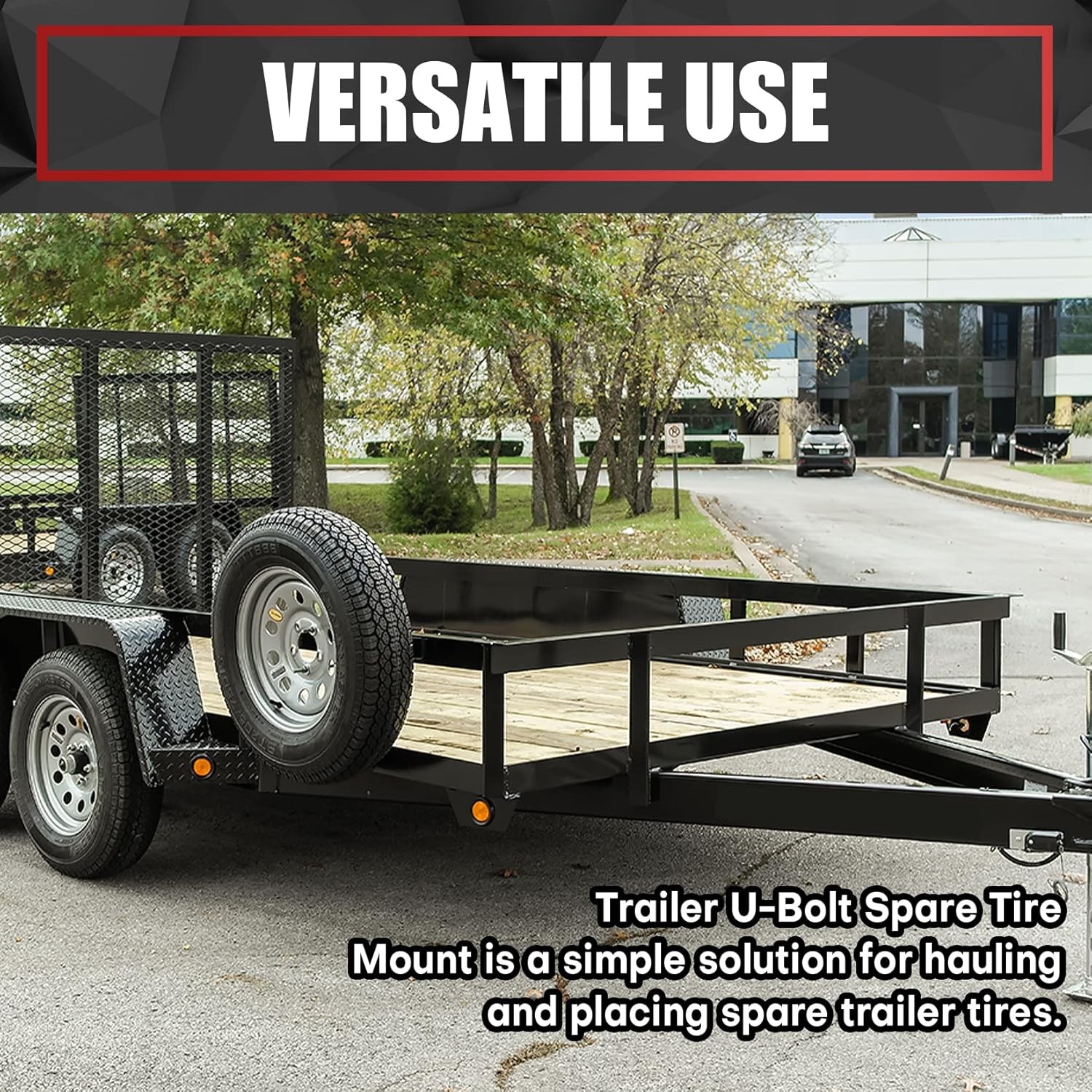 U-Bolt Trailer Spare Tire Bracket, Spare Tire Carrier Galvanized Threaded Spare