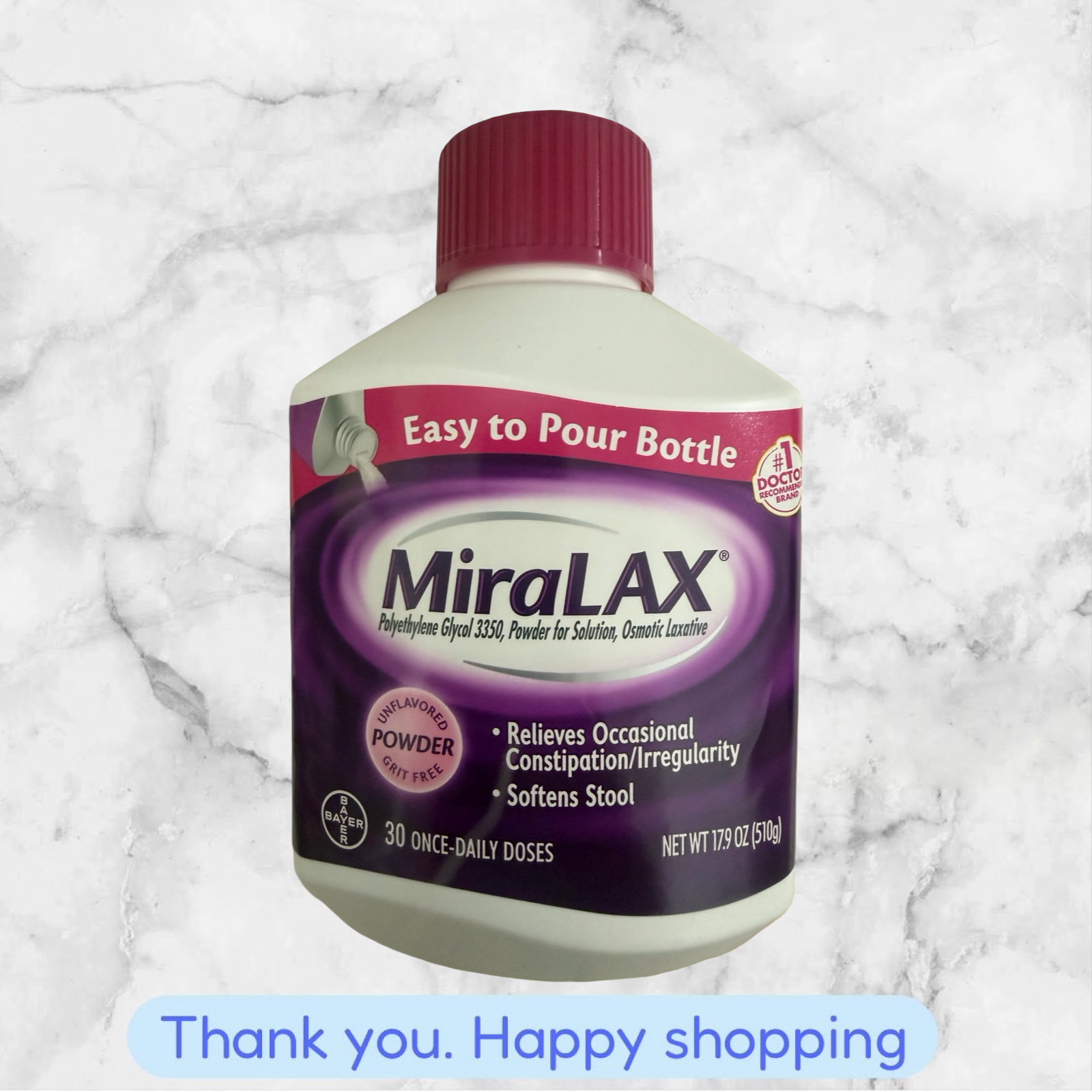 Miralax Osmotic Laxative Unflavored Powder 17.9 oz BRAND NEW SHIPPING 2027+