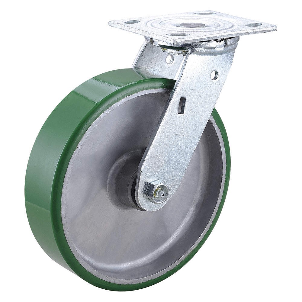 GRAINGER APPROVED 3G143 Plate Caster,Swivel,Polyurethane,9 1/2"H 3G143