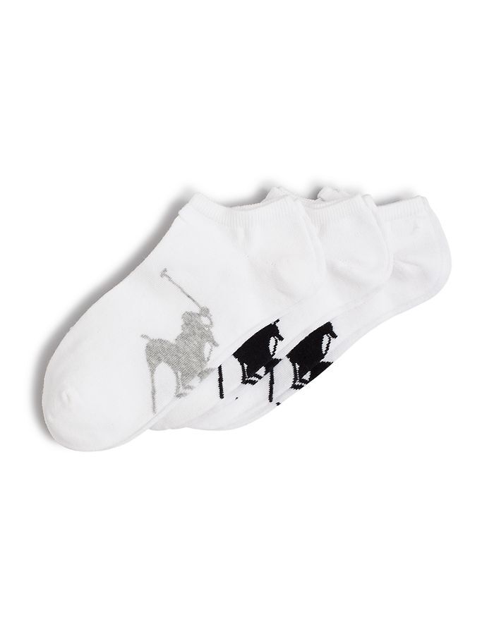 Polo Ralph Lauren Men's 3 pack Athletic Big Polo Player Sole Socks white w/ Pony