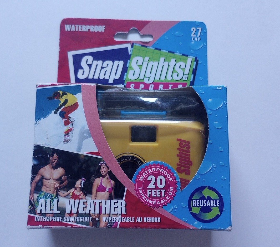 SNAPSIGHTS! 35mm Reusable Camera 20 Ft Waterproof Yellow  NEW In Box