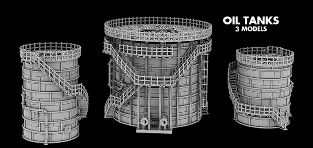 Oil Tanks - Scenery -  6mm - Epic - Resin Miniatures