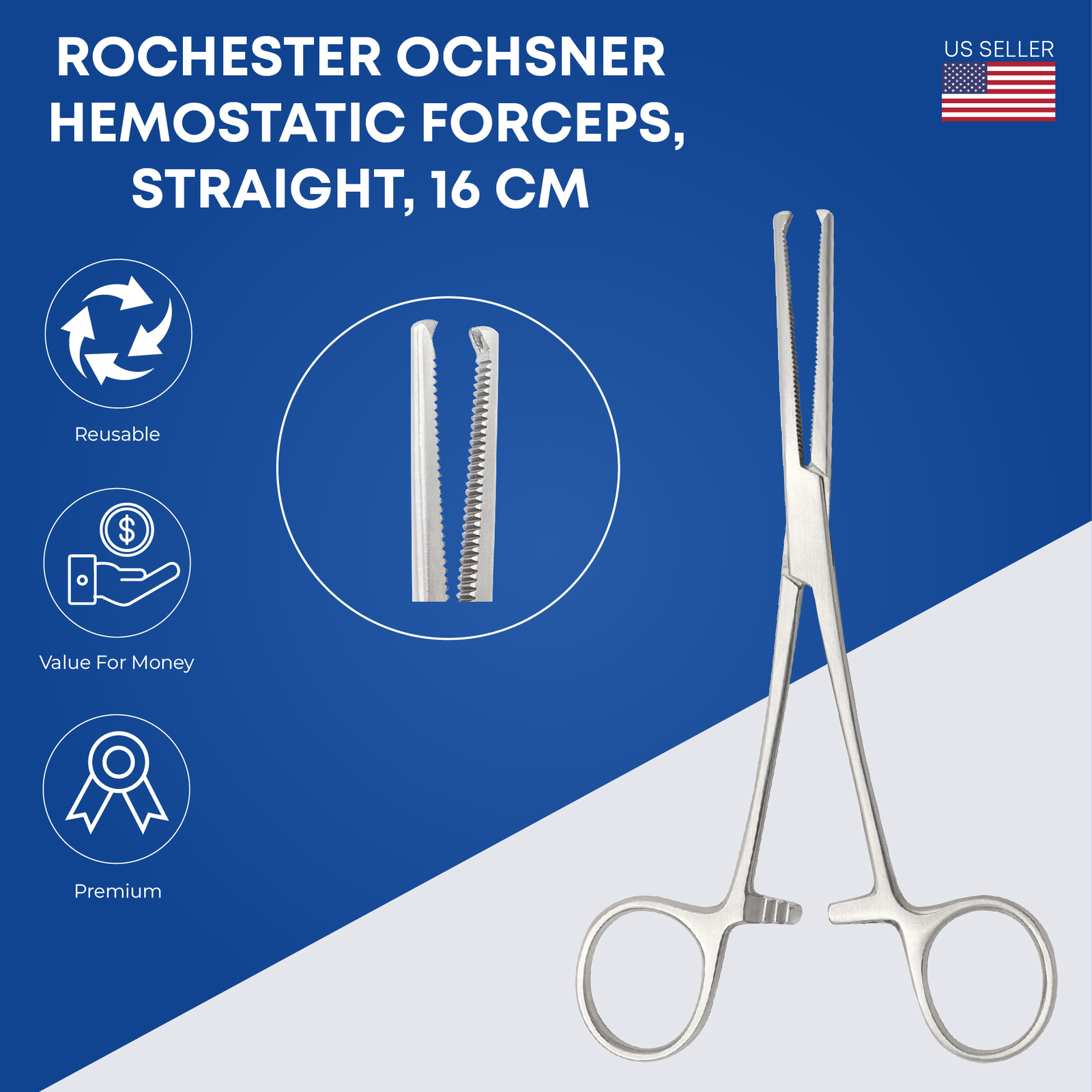 Rochester Ochsner Hemostatic Forceps 16 cm Straigh Surgical Instruments German