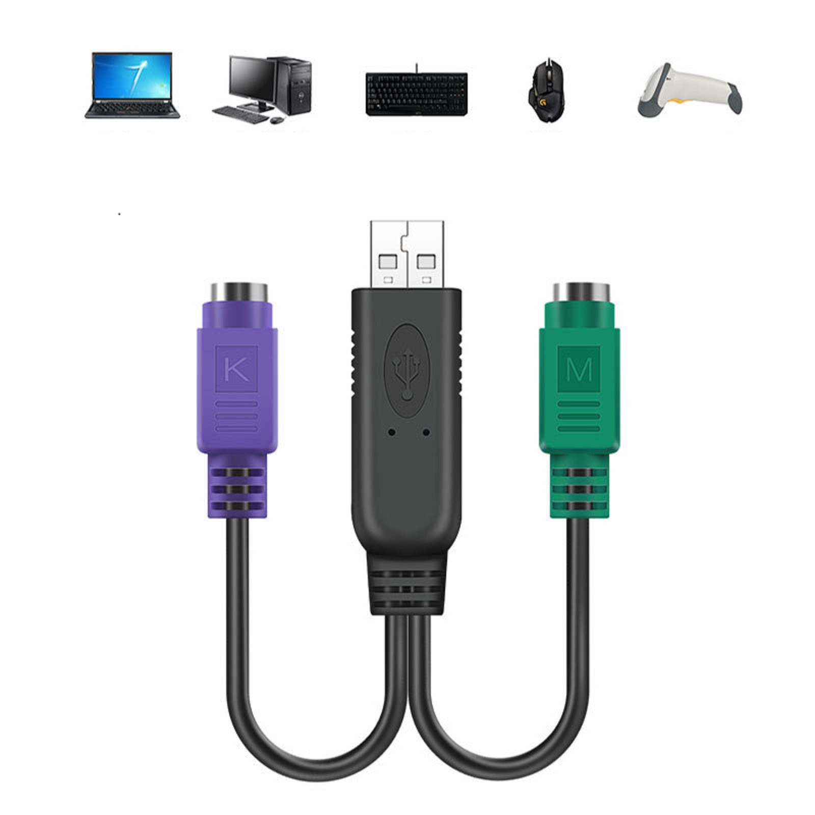 USB M to PS2 F Active Converter Connector Cable Adapter For Mouse Keyboard