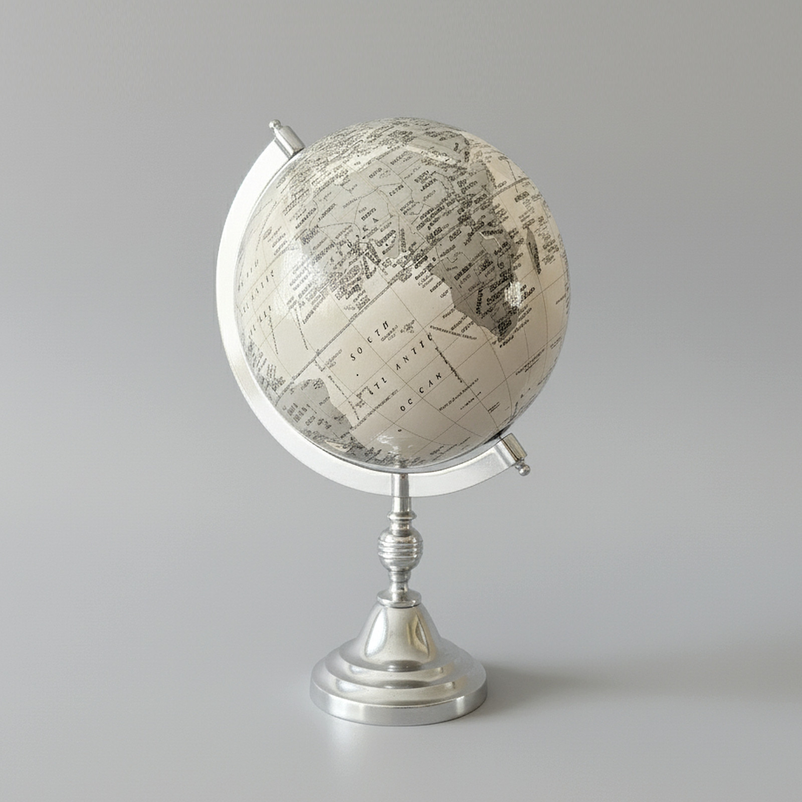 Decorative World Desk Globe 10" Diameter with Silver Base 17.5" Tall