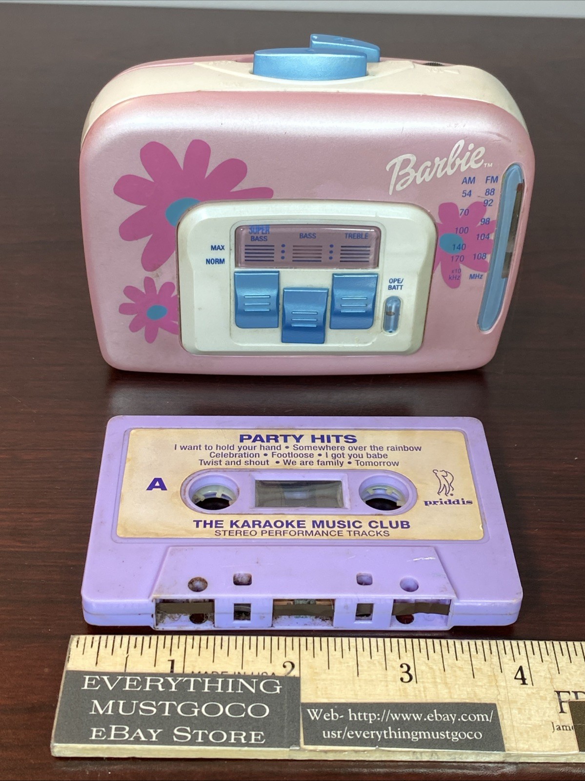 2001 Barbie Personal AM FM Stereo Tape Player Karaoke Club Hits RADIO WORKS ONLY
