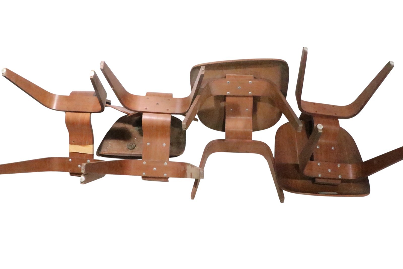 Lot of 4 Early Eames DCW Chairs as is