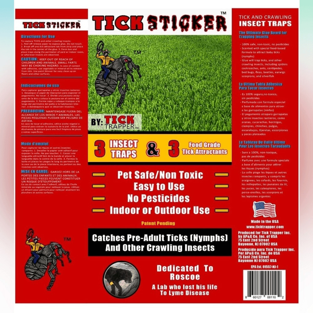 Tick Sticker Flea, Tick, and Insect Trap Sticky Glue Traps (Pack of 3)