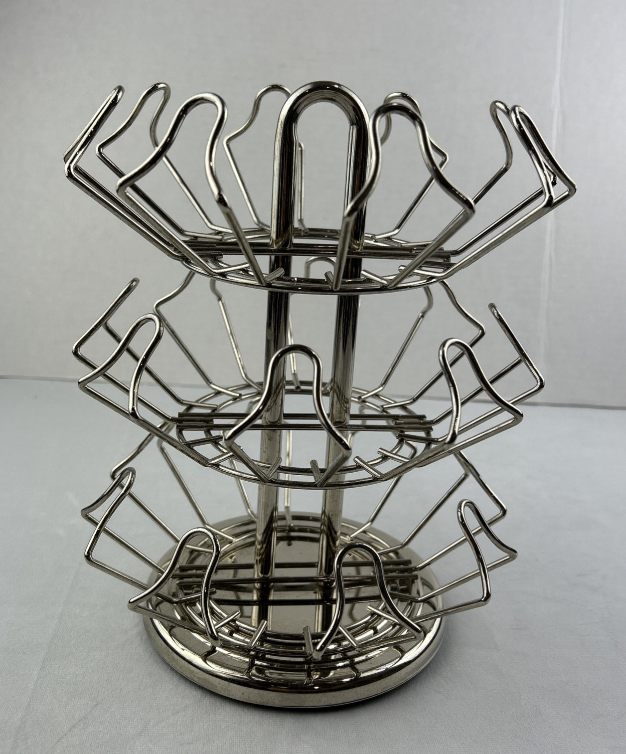 Coffee 24 Pod Holder Silver Metal  3 Tier Rotating Carousel Base Pre-Owned