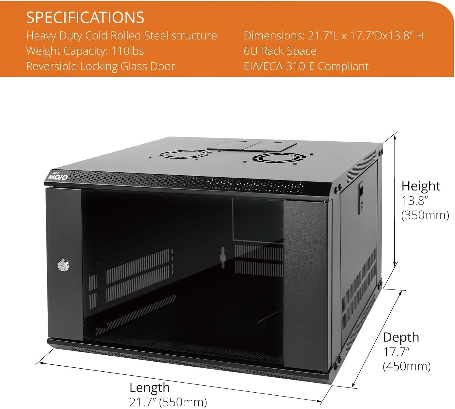 Tecmojo 6U Wall Mount Server Cabinet IT Network Rack Lockable Door #3675P T5