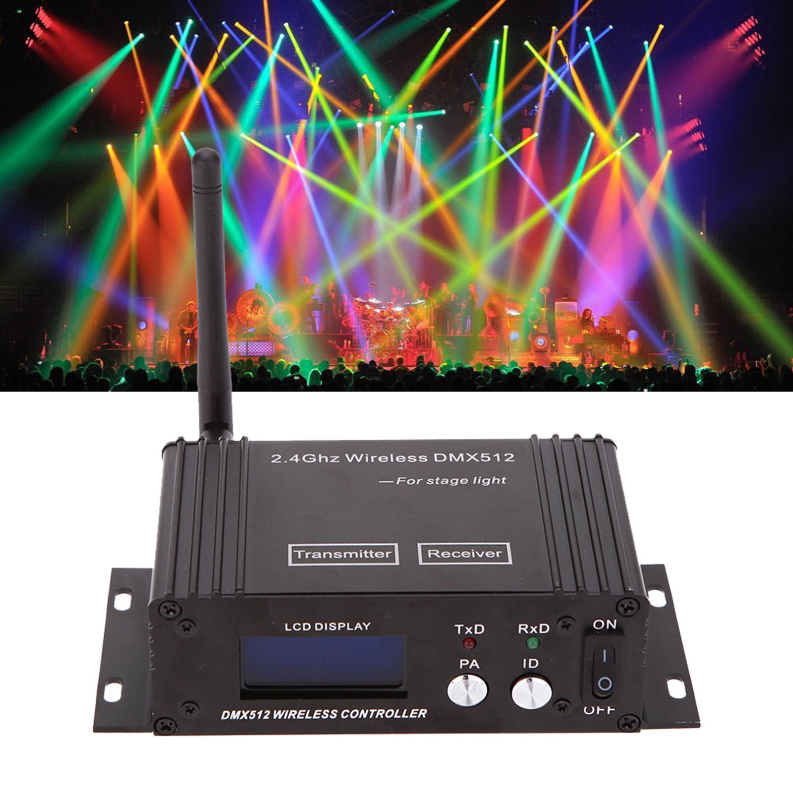 2.4G Wireless DMX512 Controller Transmitter Receiver LCD Power Repeater V1