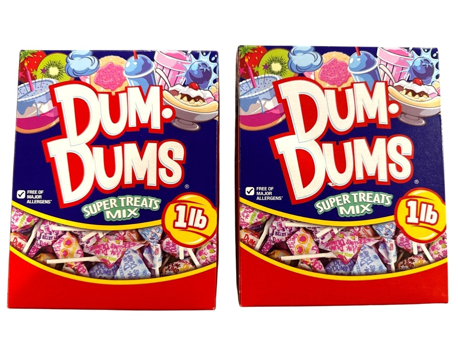 2 x 16oz/1lb 68ct Box DUM-DUMS Lollipops Candy SUPER TREATS MIX Up To 16 Flavors