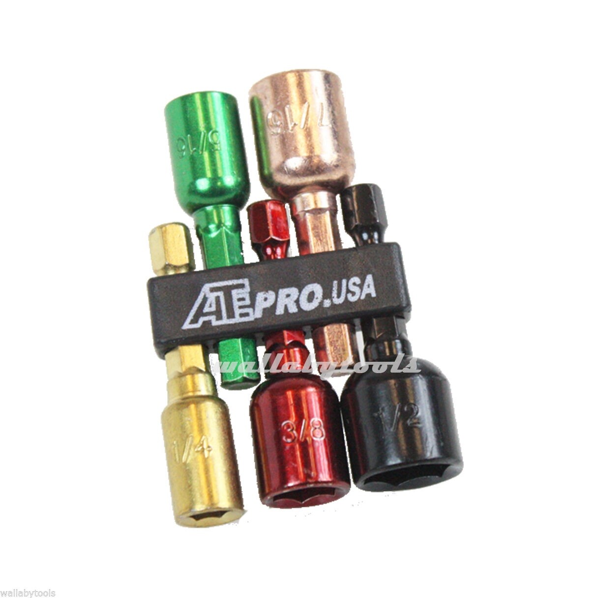 5Pc Magnetic Nut Bit Driver Drill Setter 1/4" 5/16" 3/8" 7/16" 1/2" COLORS Set