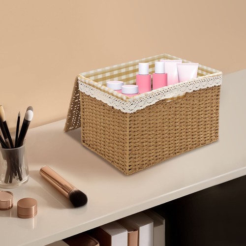 Large Storage Bin Rope Woven Basket Storage Basket with Lid/Handle & Liner