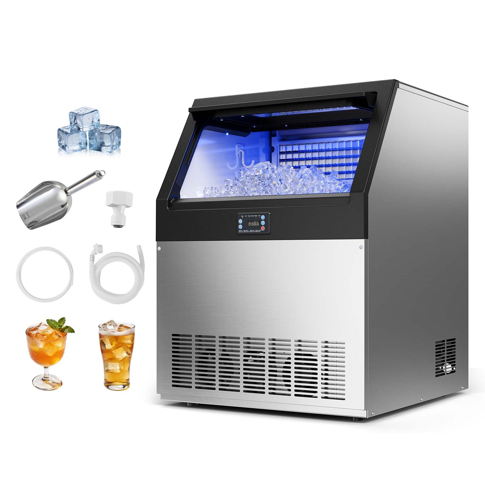 VEVOR Commercial Ice Maker 360 lbs/24h Ice Machine 55-85 lbs Storage Restaurant